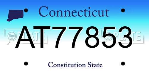 AT77853 Connecticut License Plate
