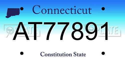 AT77891 Connecticut License Plate