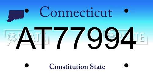 AT77994 Connecticut License Plate