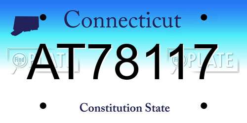 AT78117 Connecticut License Plate