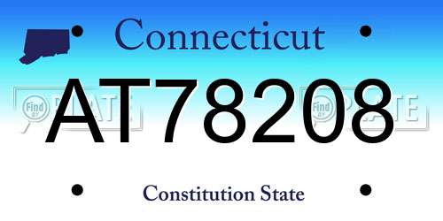 AT78208 Connecticut License Plate