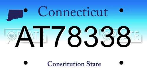 AT78338 Connecticut License Plate