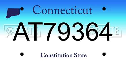 AT79364 Connecticut License Plate
