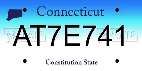 AT7E741 Connecticut License Plate