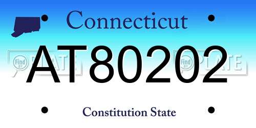 AT80202 Connecticut License Plate