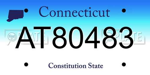 AT80483 Connecticut License Plate