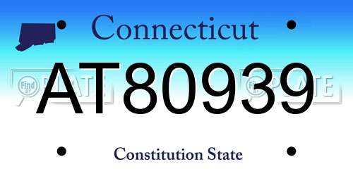 AT80939 Connecticut License Plate