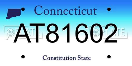 AT81602 Connecticut License Plate
