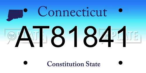 AT81841 Connecticut License Plate