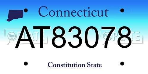 AT83078 Connecticut License Plate