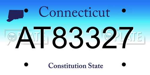 AT83327 Connecticut License Plate