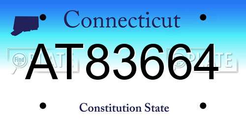 AT83664 Connecticut License Plate