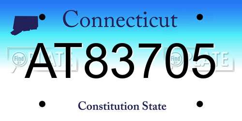 AT83705 Connecticut License Plate