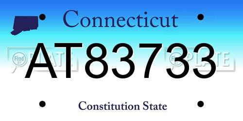 AT83733 Connecticut License Plate