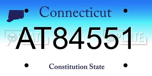 AT84551 Connecticut License Plate
