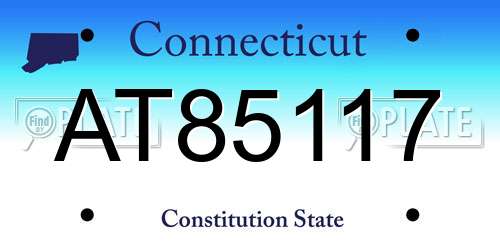 AT85117 Connecticut License Plate