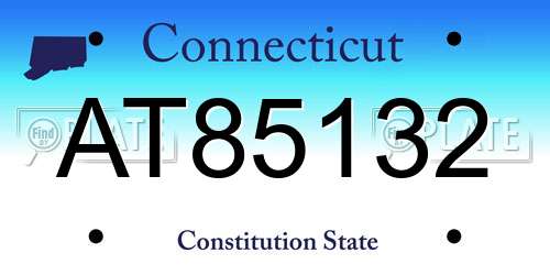 AT85132 Connecticut License Plate