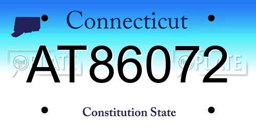 AT86072 Connecticut License Plate