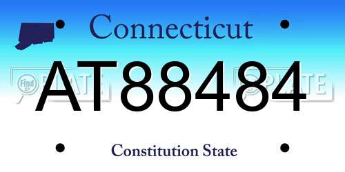 AT88484 Connecticut License Plate
