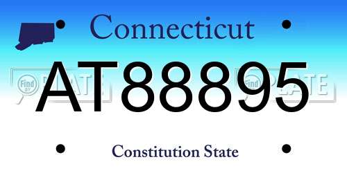 AT88895 Connecticut License Plate