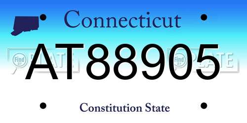 AT88905 Connecticut License Plate