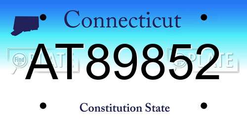 AT89852 Connecticut License Plate