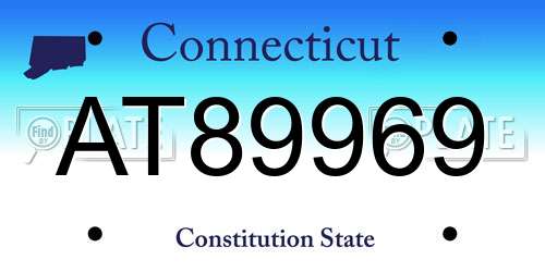 AT89969 Connecticut License Plate