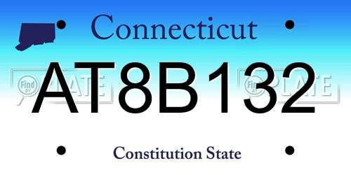 AT8B132 Connecticut License Plate