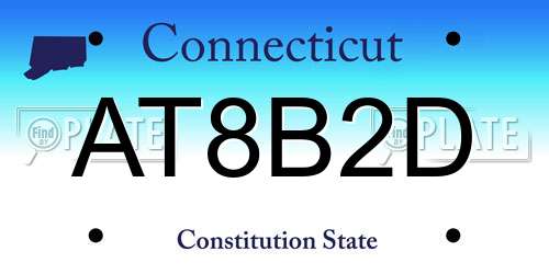 AT8B2D Connecticut License Plate