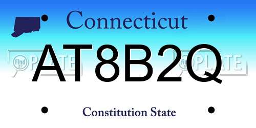 AT8B2Q Connecticut License Plate