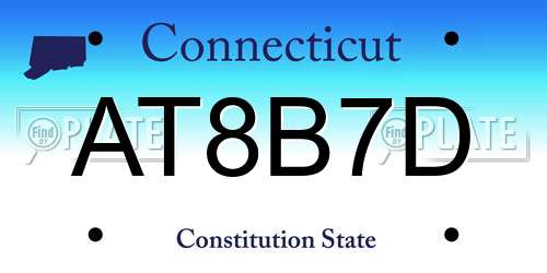 AT8B7D Connecticut License Plate