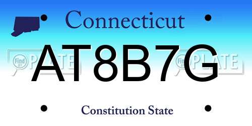 AT8B7G Connecticut License Plate