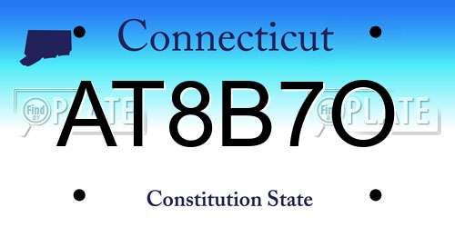 AT8B7O Connecticut License Plate