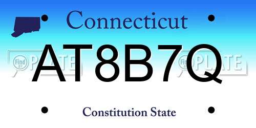 AT8B7Q Connecticut License Plate