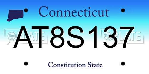 AT8S137 Connecticut License Plate