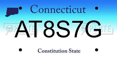 AT8S7G Connecticut License Plate