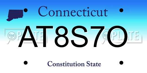 AT8S7O Connecticut License Plate