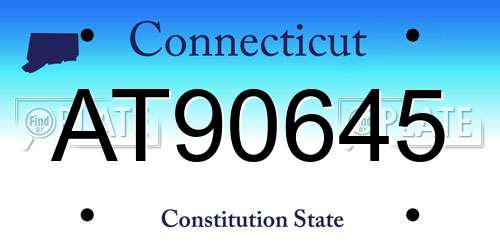 AT90645 Connecticut License Plate