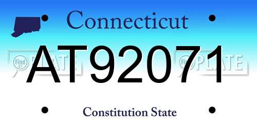 AT92071 Connecticut License Plate