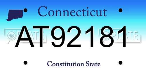 AT92181 Connecticut License Plate