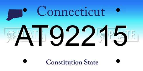 AT92215 Connecticut License Plate