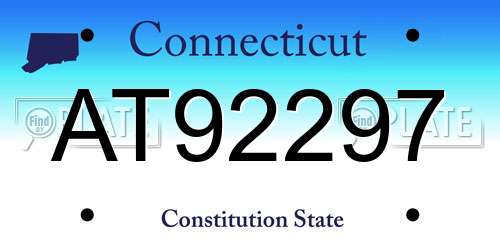 AT92297 Connecticut License Plate