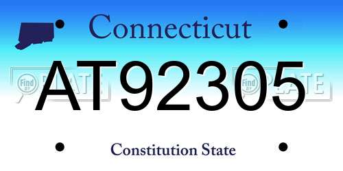 AT92305 Connecticut License Plate