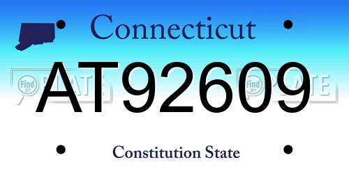 AT92609 Connecticut License Plate