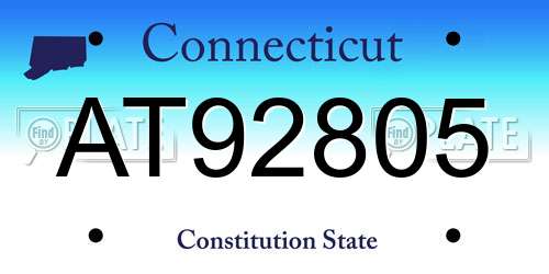AT92805 Connecticut License Plate