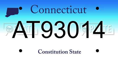 AT93014 Connecticut License Plate