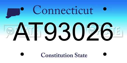 AT93026 Connecticut License Plate