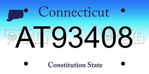 AT93408 Connecticut License Plate