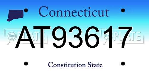 AT93617 Connecticut License Plate