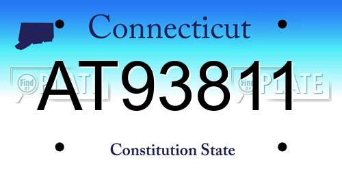 AT93811 Connecticut License Plate